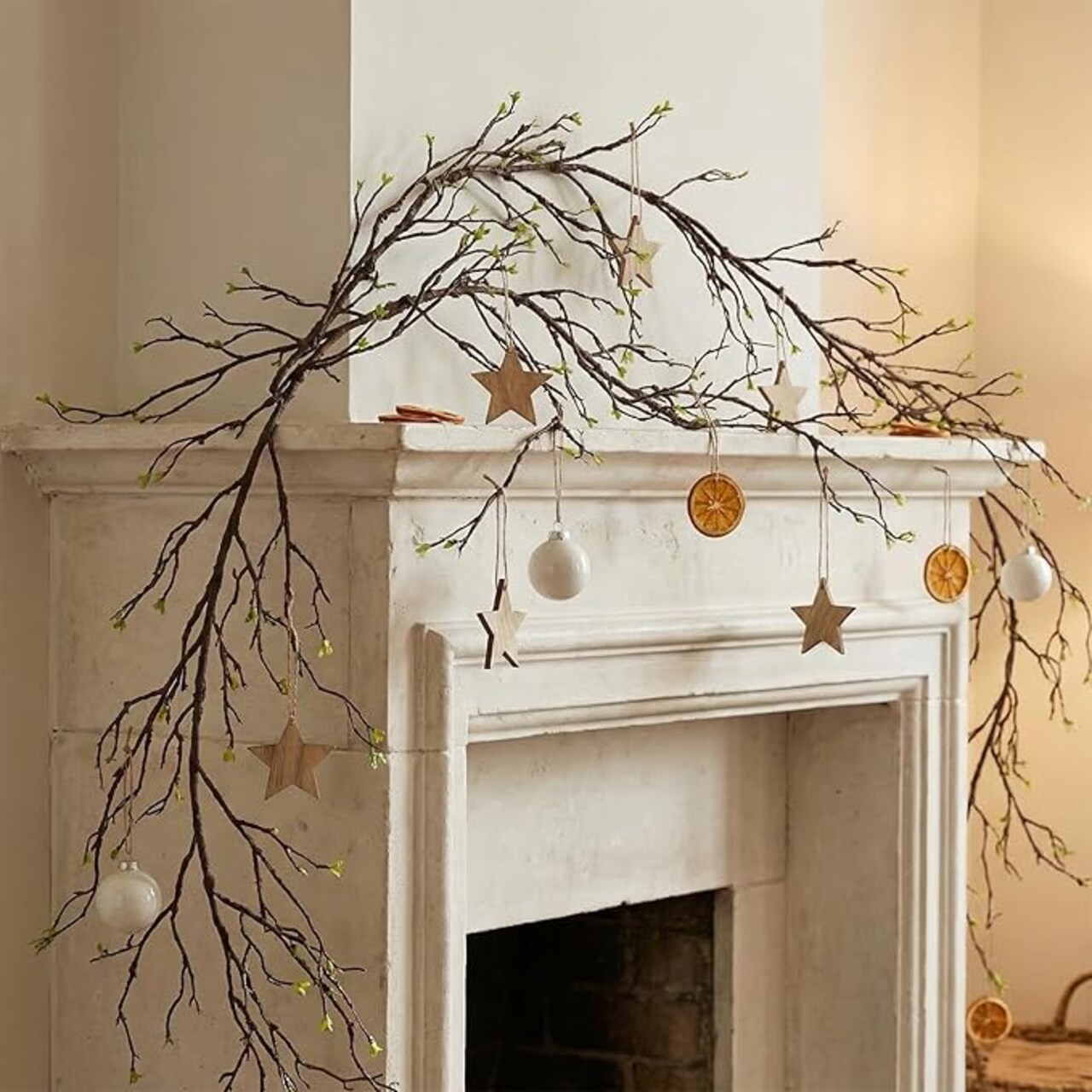 118 Inch Large Bendable Artificial Tree Branches – 70 Twigs Fake Ivy Vine Trunk Garland, Realistic Faux Wood Bark Wall Hanging Decor for Wedding Arch, Jungle Theme, Halloween, Patio